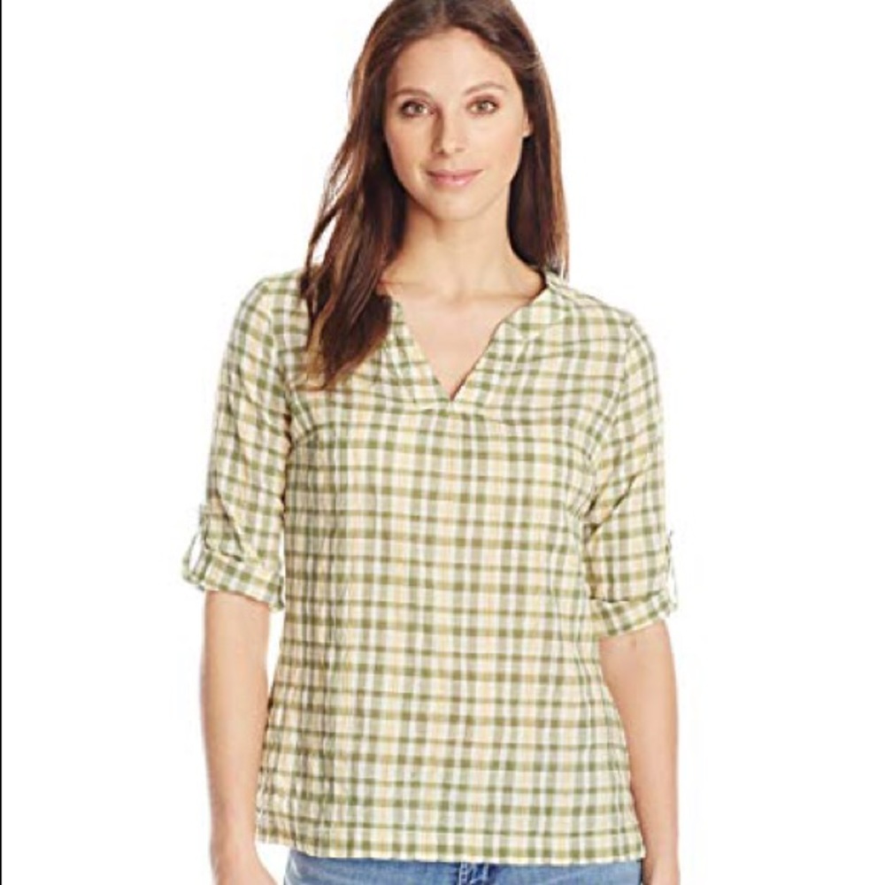 Royal Robbins Plaid Peasant Pullover Blouse